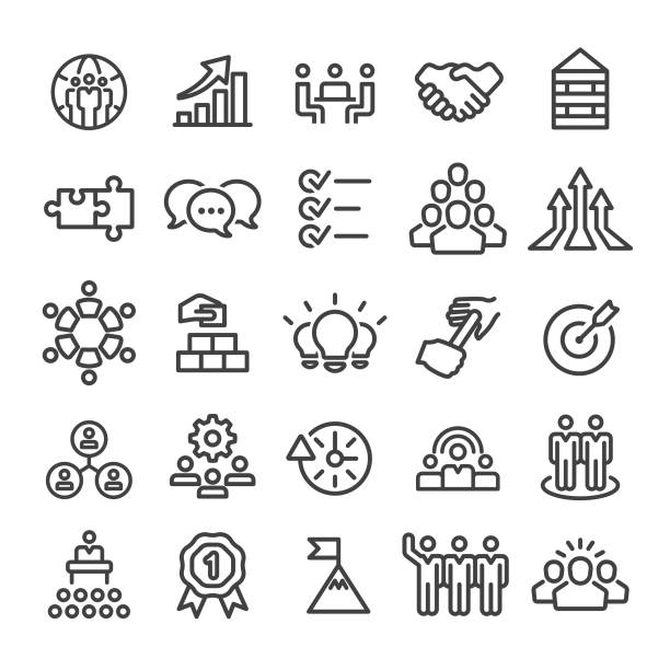 Teamwork Icons - Smart Line Series Teamwork, Strategy, Cooperation. relay stock illustrations