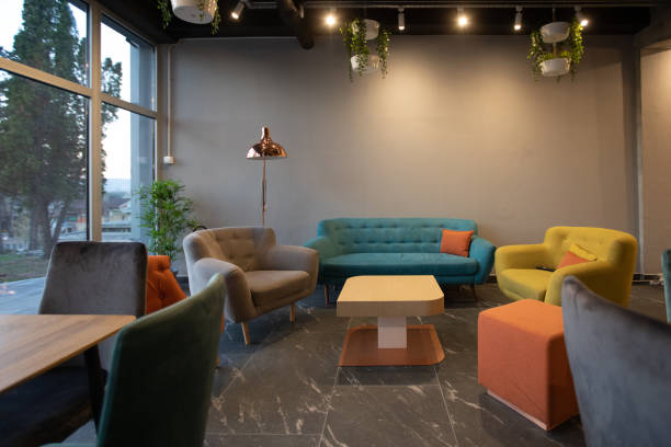 istock Sofa and armchair in modern cafeteria 1146472150