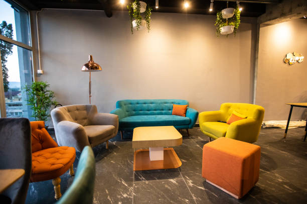 istock Sofa and armchair in modern cafeteria 1146472152