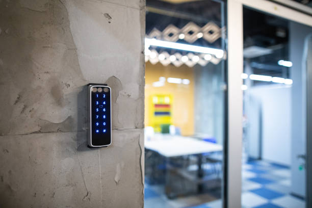 istock Push-button lock of entrance doors 1146473205