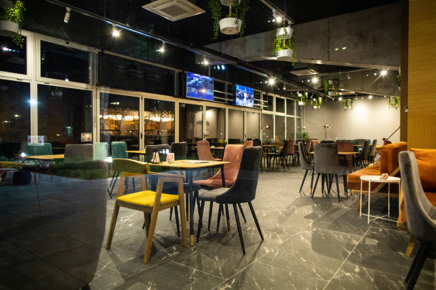 istock Interior of cafe on night 1146473348
