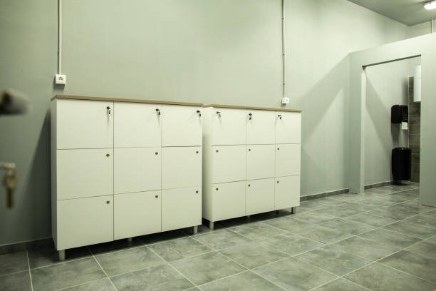 istock Closed lockers in gym 1146473373