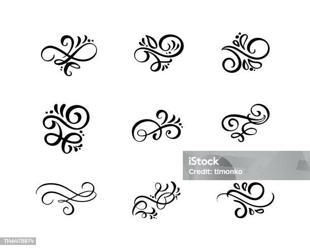 Ilustración de Conjunto Vectorial De Elementos Caligráficos Florales Divisores Y Adornos Floreados Para La Decoración De Ilustración de Conjunto Vectorial De Elementos Caligráficos Florales Divisores Y Adornos Floreados Para La Decoración De