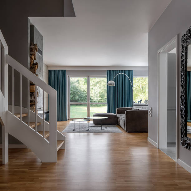 istock Contemporary home interior with stairs 1146479745