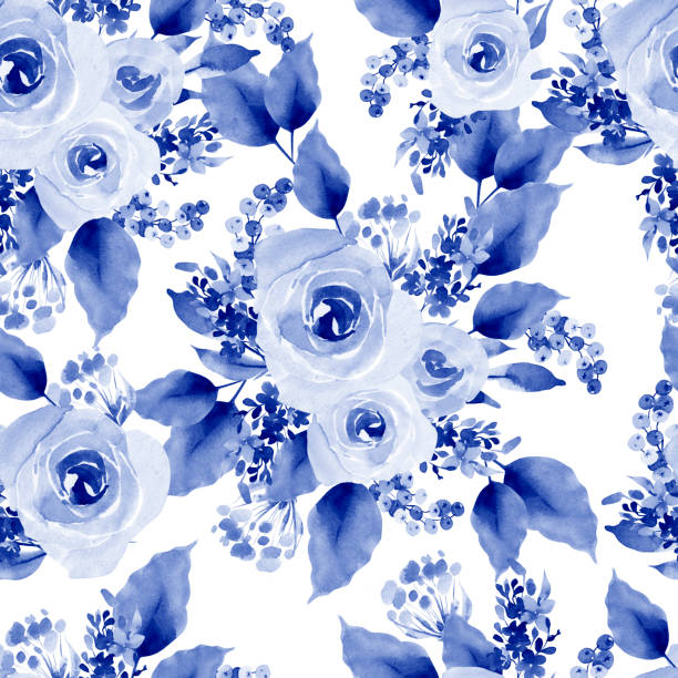 istock Bright colorful seamless pattern with flowers of roses and berry. 1146481503