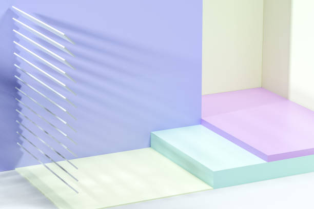 istock 3d rendering, relaxing tint color room with creative shapes. 1146483580