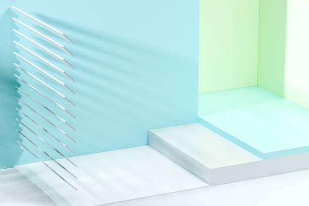 istock 3d rendering, relaxing tint color room with creative shapes. 1146483583