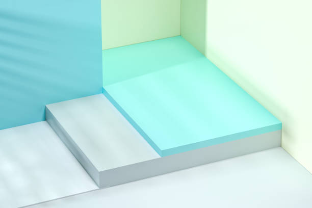 istock 3d rendering, relaxing tint color room with creative shapes. 1146483586