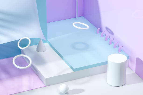 istock 3d rendering, relaxing tint color room with creative shapes. 1146483675