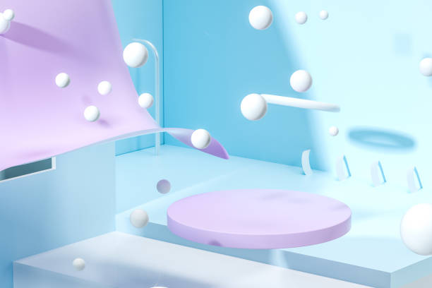 istock 3d rendering, relaxing tint color room with creative shapes. 1146483746