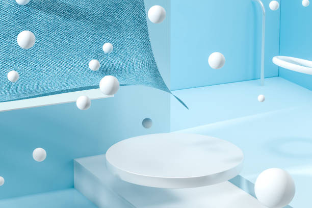 istock 3d rendering, relaxing tint color room with creative shapes. 1146483765
