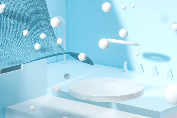 istock 3d rendering, relaxing tint color room with creative shapes. 1146483790