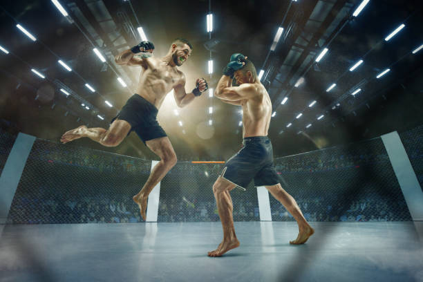 istock Two professional boxers boxing on the ring 1146483813