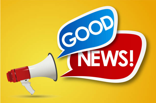 good news good news word and Megaphone good news stock illustrations