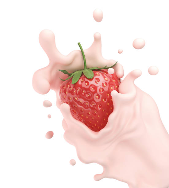 istock Strawberry falling into pink milk or yogurt splash. 1146487103