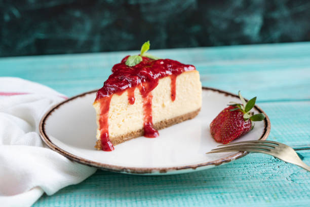 stawberry cheesecake - cheesecake foto e immagini stock