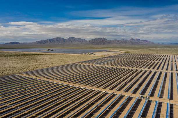 istock Aerial photo inspection solar panel farm landscape 1146490769