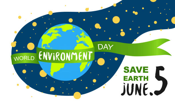istock World Environment Day eco landing page. 3d paper cut ecology friendly poster, banner design. Vector illustration. Paper carving layer green ribbon, earth planet in space with stars on white- Vector 1146492166