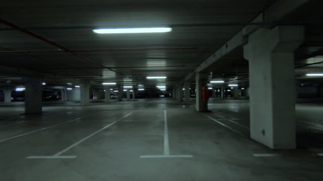 Empty dark underground parking
