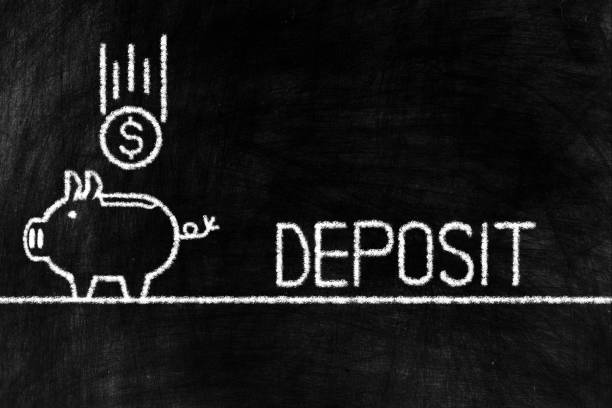 istock Deposit Chalk Writing and Saving Pig and Falling Coin Drawing on Old Chalkboard Background. 1146496874