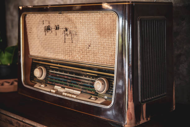 istock antique radio on vintage background 1146501435