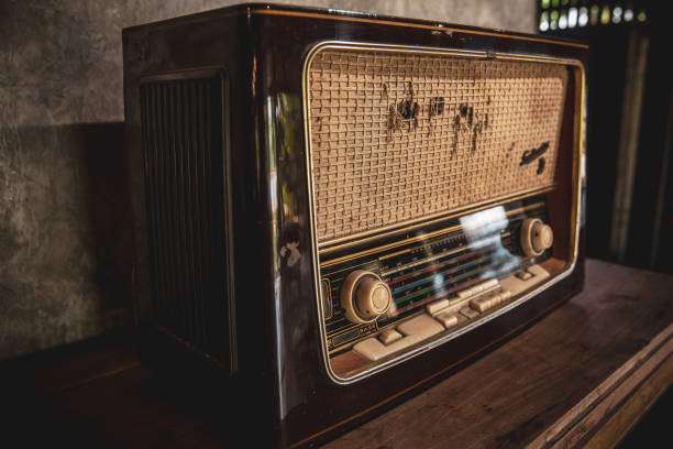 istock antique radio on vintage background 1146501679