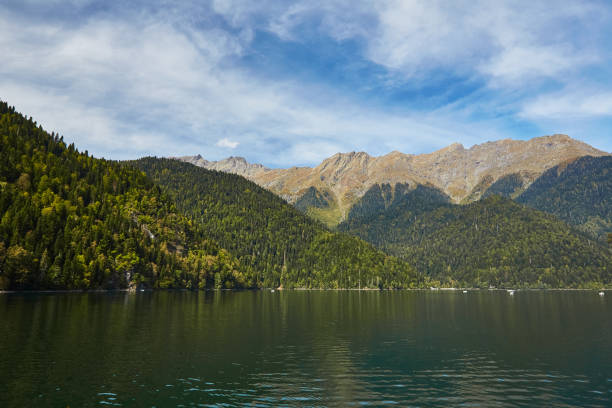 istock Landscape with mountains, forest and a lake in front 1146502922