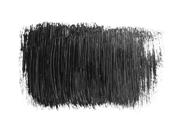 istock Black stain and brush stroke isolated on white background. Black acrylic brush drawing element. 1146504986