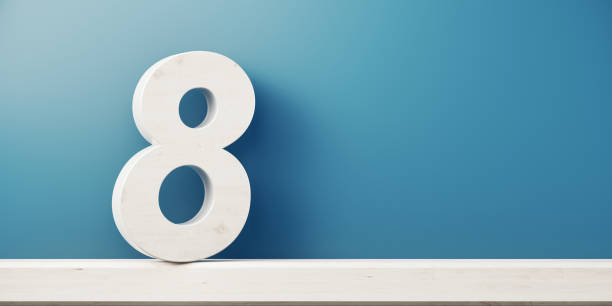 istock Number Eight In Front Of Blue Wall 1146509238