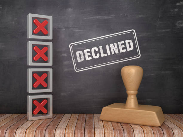 istock 3D Check List with DECLINED Stamp on Chalkboard Background - 3D Rendering 1146511043