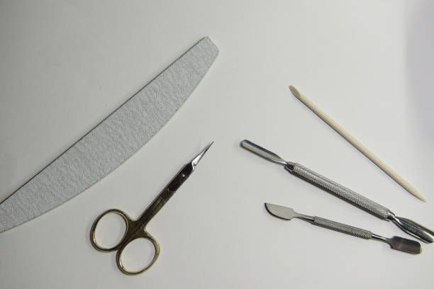 istock Accessories and supplies for manicure close-up on a white background 1146512143