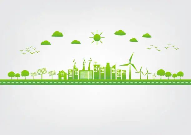 Vector illustration of Green city, World environment and sustainable development concept, vector illustration