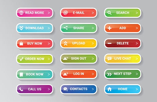 Web Button Names Web Buttons Huge Vector Set The Most Popular Buttons In One Useful Set ...