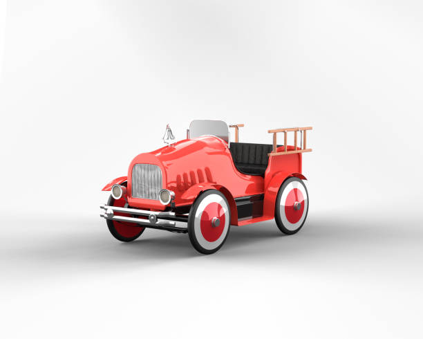 istock Red Retro Fire Truck Toy On White Background 1146515230