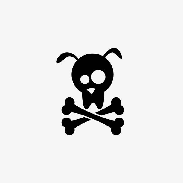 ilustrações de stock, clip art, desenhos animados e ícones de dog skull and crossbones - vector illustration - pirate corsair cartoon danger