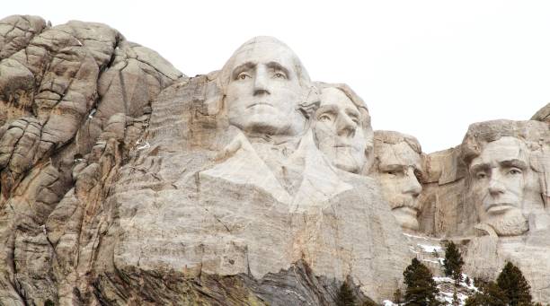 Presidents of Mt. Rushmore Wide angle view of Mt. Rushmore, including all the presidents igneous rock stock pictures, royalty-free photos & images