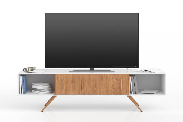 istock TV on the cabinet isolated on white background. 1146518651