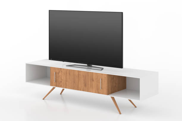 istock TV on the cabinet isolated on white background. 1146518672