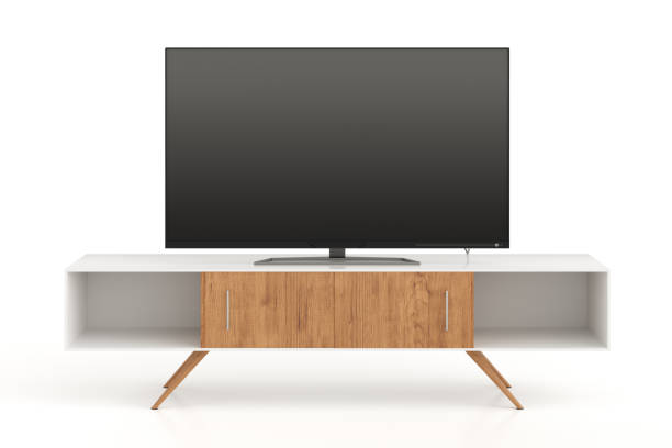 istock TV on the cabinet isolated on white background. 1146518684