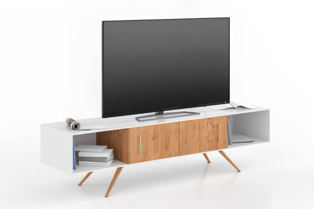 istock TV on the cabinet isolated on white background. 1146518697
