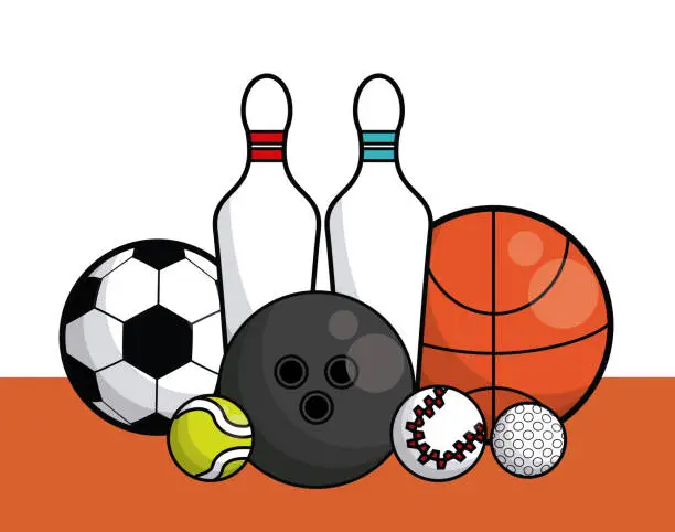 Vector illustration of Sports balls equipment collection card