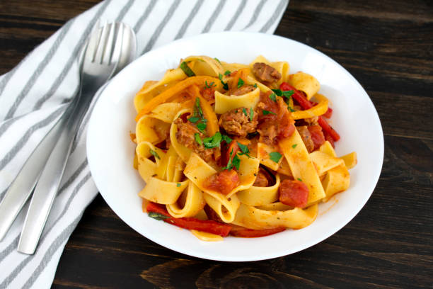 istock Pappardelle Pasta with Italian Sausage and Basil 1146521453
