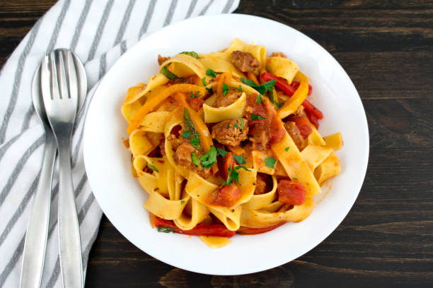 istock Pappardelle Pasta with Italian Sausage and Basil 1146521463