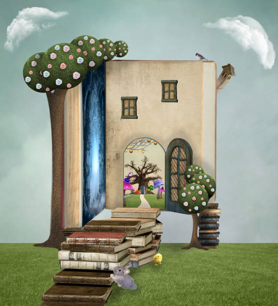Fantasy house in the shape of a fairytale book - 3D illustration