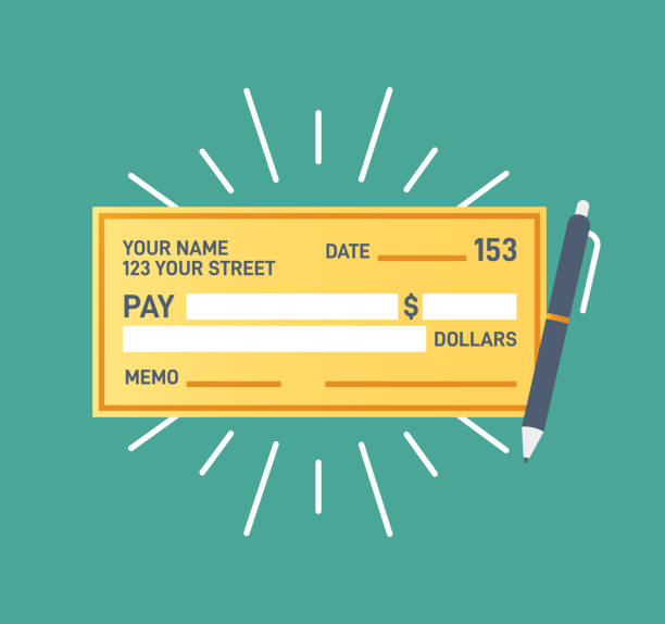 檢查財務付款 - 工資支票 插圖 幅插畫檔、美工圖案、卡通及圖標