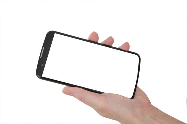 istock hand holding black phone isolated on white clipping path inside 1146526936