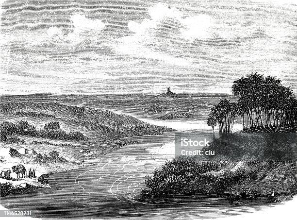 Plain Of Ancient Babylon With The Tower Of Nimrod Stock Illustration - Download Image Now - 19th Century, 2019, Ancient