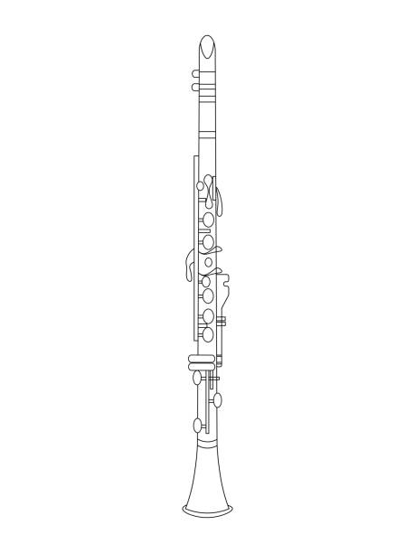 라인 아트 드로잉 bb 클라리넷 일러스트 - clarinet stock illustrations