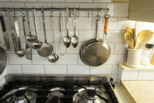 istock kitchen ware hanging in a cozy vintage kitchen above the oven 1146529538