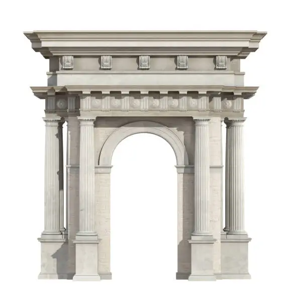 Portal in neoclassical style isolated on white with arch and Doric column - 3d rendering
the portal does not exist in reality, Property model is not necessary